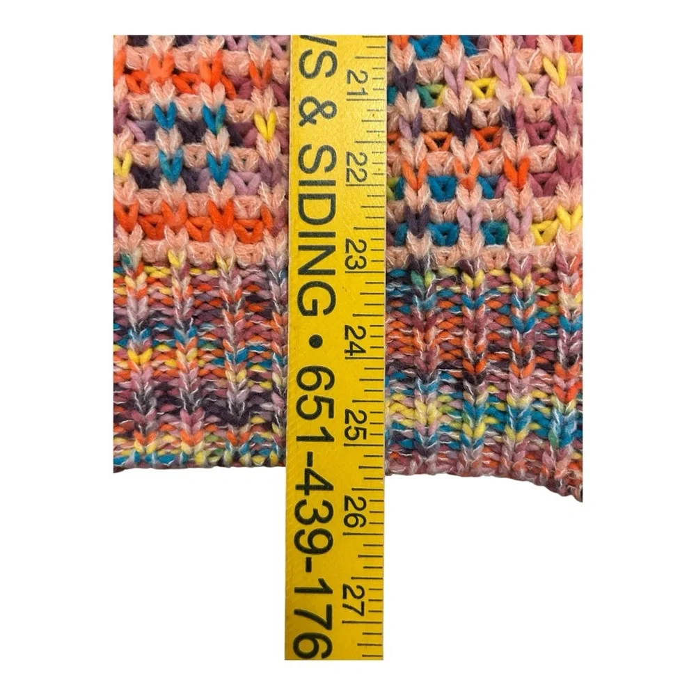 Anthropologie Dear John Womens Pullover Sweater Pink Multi Long Puff Sleeve Lrg